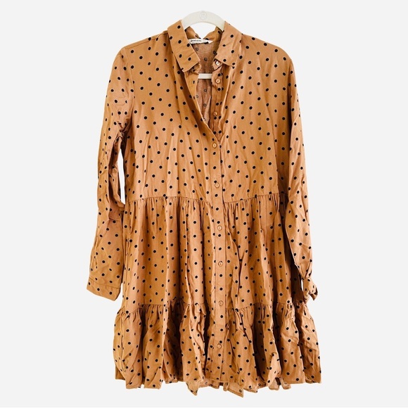 STRADIVARIUS Polka Dot Tiered Mini Dress - Picture 4 of 9